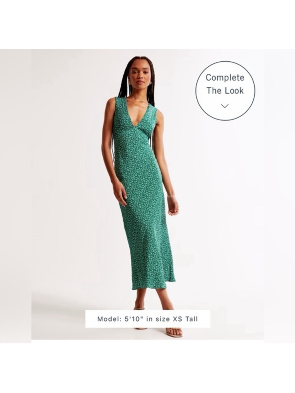 Abercrombie & Fitch Green Printed V-Neck Maxi Dress Size: XSP